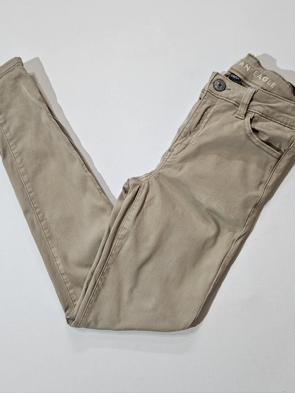 American Eagle High Rise Stretch Jeggings Womens Size 0‎ Tan Khaki Minimalist